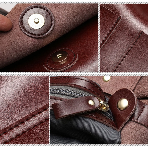 Large Genuine Leather Tote Handbag - Picture 3 of 6